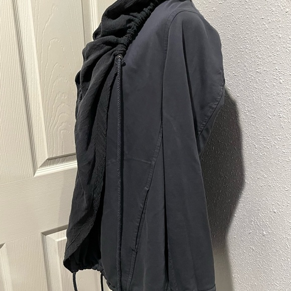 Olive + Oak Gray Pieced Hoodie Jacket Open Front Drawstring Hem Med the buckle - Picture 5 of 10